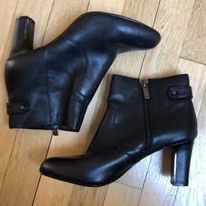 Anne Klein “Sukey” black leather ankle boots